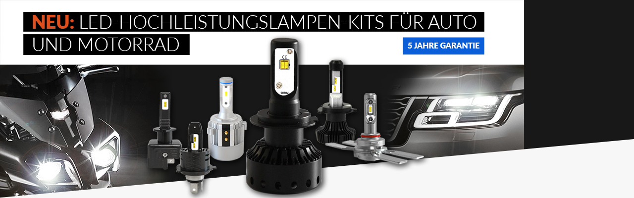 NEU: LED-Hochleistungslampen-Kits für Auto und Motorrad