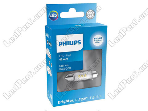 LED-Soffittenlampe C10W 43mm Philips Ultinon Pro6000 Kaltweiß 6000K - 111866CU60X1 - 12V