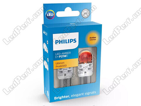 2x LED-Lampen Philips P21W Ultinon PRO6000 - Orange - BA15S - 11498AU60X2
