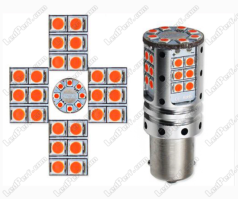 28er SMD LED, Bicolor, LEDP21/5W, Bay15d, weiss/orange, LED Rück-/  Bremslichter für 21/5W BAY15d P21/5W, LED Rücklicht, Bremslicht