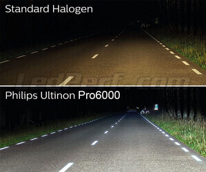 Vergleich LED-Lampen H4 Philips ULTINON Pro6000 gegen Original-Halogenlampen