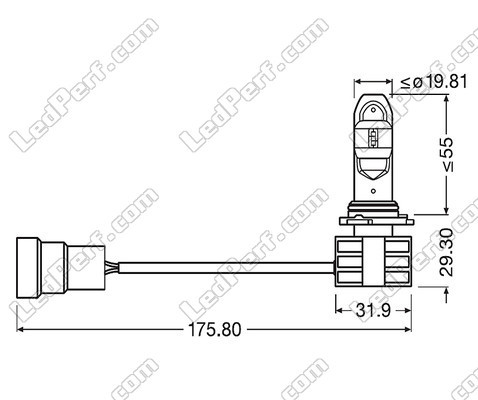 Abmessungen der HB4 9006-LED-Lampen Osram LEDriving Gen2 - 9736CW