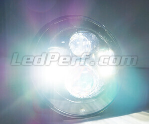 Optisch Motorrad Voll-LED Chrom für Scheinwerfer runde 7 Zoll - Typ 3 Beleuchtung Weiß Pur