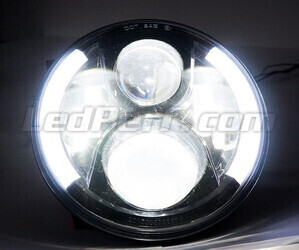 Optisch Motorrad Voll-LED Chrom für Scheinwerfer runde 7 Zoll - Typ 4 Beleuchtung Weiß Pur
