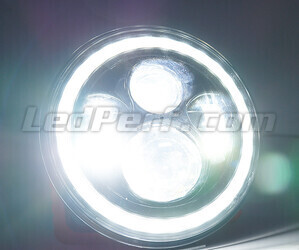 Optisch Motorrad Voll-LED Chrom für Scheinwerfer runde 7 Zoll - Typ 5 Beleuchtung Weiß Pur