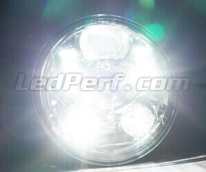 Optisch Motorrad Voll-LED schwarz für Scheinwerfer runde mit 5,75 Zoll Beleuchtung Weiß Pur