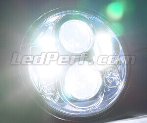 Optisch Motorrad Voll-LED schwarz für Scheinwerfer runde mit 5,75 Zoll Beleuchtung Weiß Pur