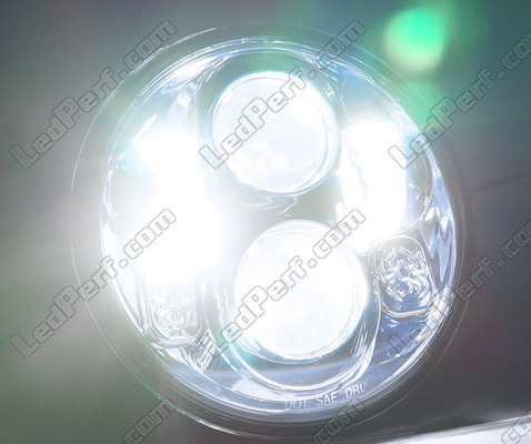 Optisch Motorrad Voll-LED Chrom für Scheinwerfer runde mit 5,75 Zoll Beleuchtung Weiß Pur