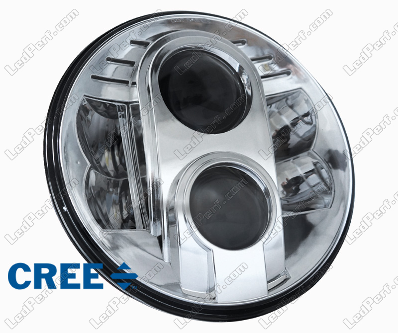 Full LED-Scheinwerferoptik, Chrome , für Motorrad mit Rundscheinwerfer, 7  Zoll - Typ 1