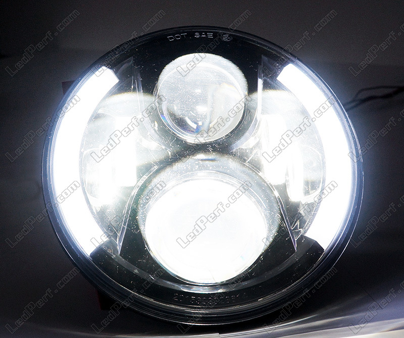 Full LED-Scheinwerferoptik, Chrome , für Motorrad mit Rundscheinwerfer, 7  Zoll - Typ 4