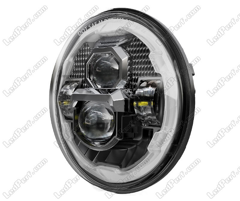 Full LED-Scheinwerferoptik, Chrome , für Motorrad mit Rundscheinwerfer, 7  Zoll - Typ 5