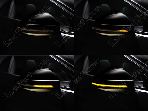 Verschiedene Phasen der Lichtabfolge der dynamischen Osram LEDriving® Blinker für Audi A3 8V Außenspiegel