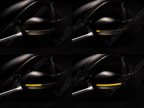 Verschiedene Phasen der Lichtabfolge der dynamischen Osram LEDriving® Blinker für Audi A5 II Außenspiegel
