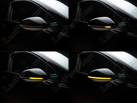 Verschiedene Phasen der Lichtabfolge der dynamischen Osram LEDriving® Blinker für Volkswagen Arteon Außenspiegel