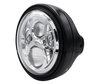 Beispiel eines schwarzen runden Scheinwerfers mit verchromter LED-Optik von Moto-Guzzi Bellagio 940