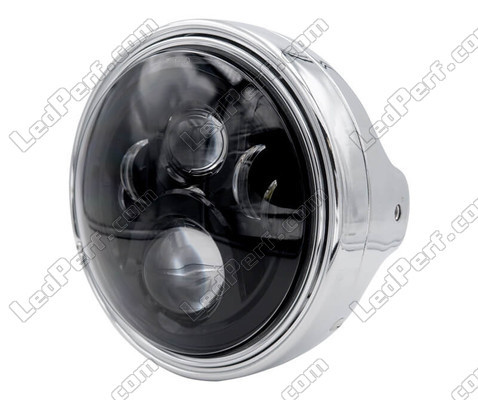 Beispiel eines runden Scheinwerfers aus Chrom mit schwarzer LED-Optik von Moto-Guzzi Bellagio 940