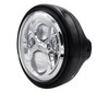 Beispiel eines schwarzen runden Scheinwerfers mit verchromter LED-Optik von Suzuki Van Van 125