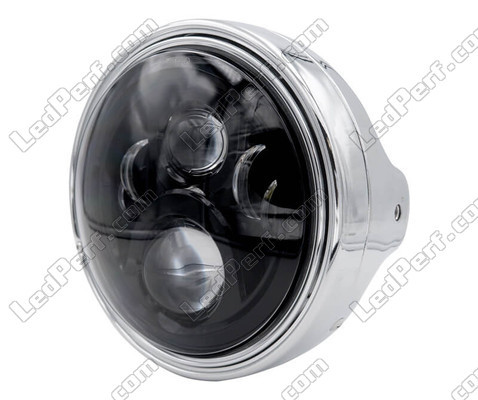 Beispiel eines runden Scheinwerfers aus Chrom mit schwarzer LED-Optik von Ducati Monster 800 S2R