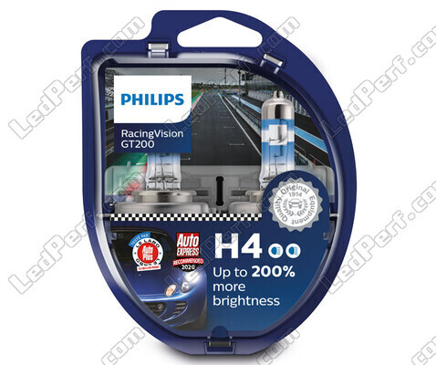 Set mit 2 Scheinwerferlampen H4 Philips RacingVision GT200 60/55W +200% - 12342RGTS2