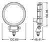 Schema der Abmessungen LED-Rückfahrleuchte Osram LEDriving Reversing FX120R-WD - runde