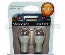 2 Philips-Lampen SilverVision blinkend Chrom - PY21W - Basis BAU15S